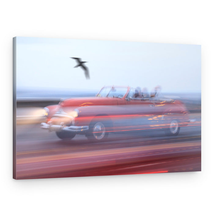 Speeding Red Convertible – Canvas Print