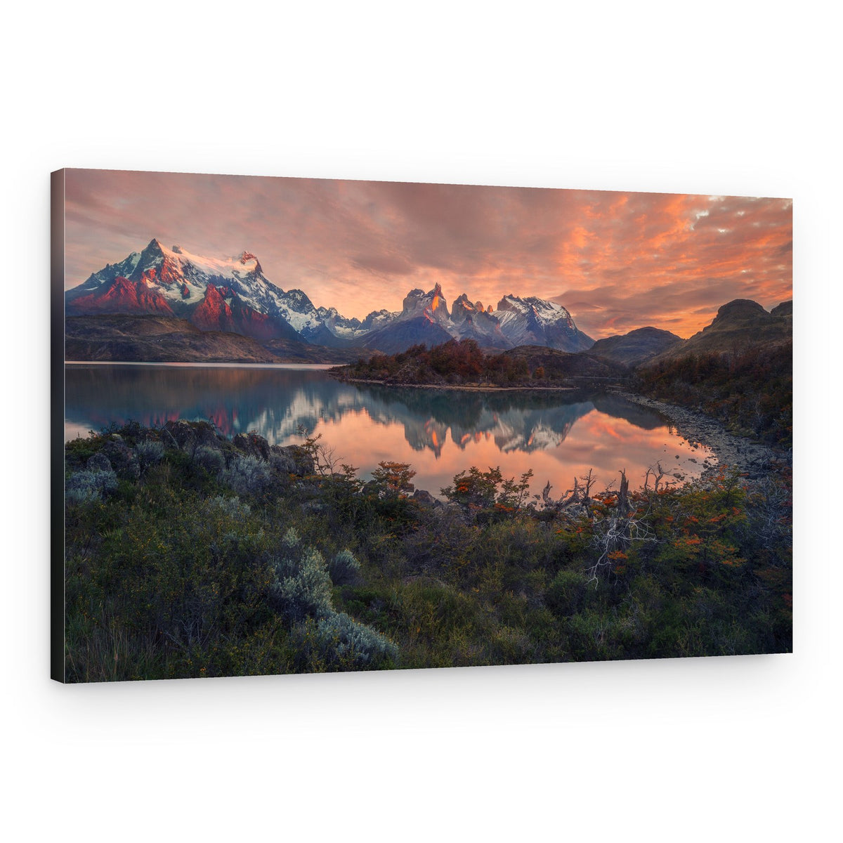 Patagonia Mountain Sunrise Reflection – Canvas Print