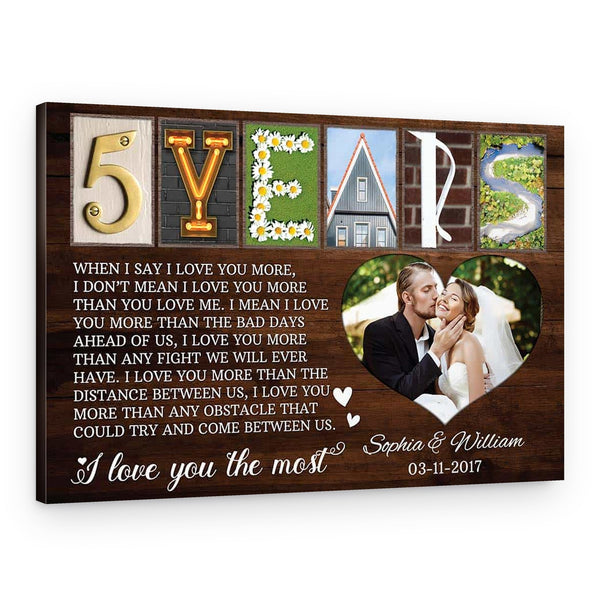 5 Year Anniversary Letter Art Print with Message
