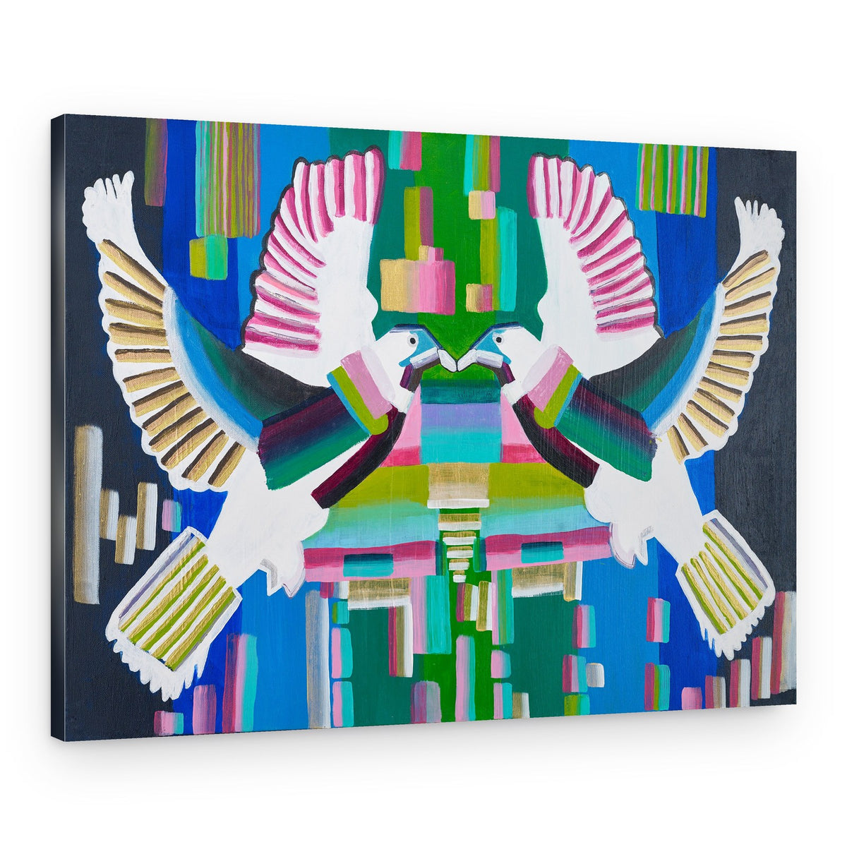Geometric Love Birds – Canvas Print