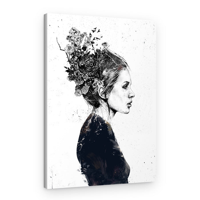 Pensive Floral Portrait – Canvas Print