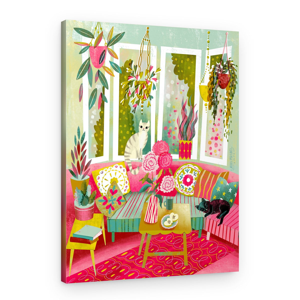 Vibrant Cats And Plants – Canvas Print