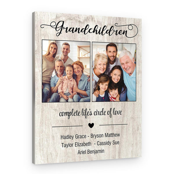 Personalized Gift for Grandparents Grandchildren Complete Life’s Circle of Love Photo Canvas Print