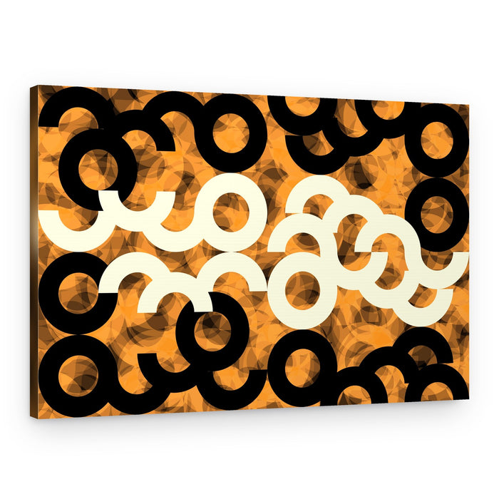 Dynamic Orange Black Shapes – Canvas Print