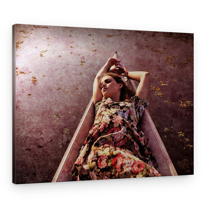 Dreamy Woman in Boat – Canvas Print