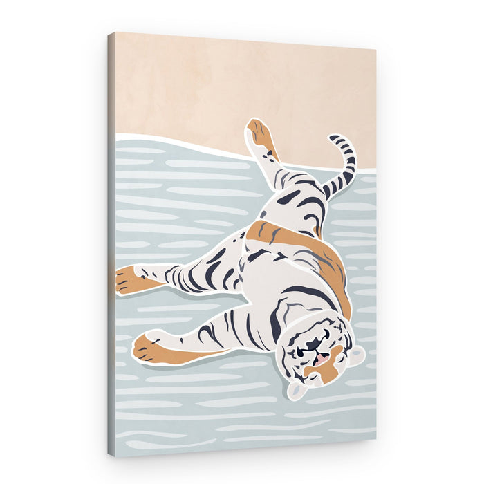 Lounging White Tiger – Canvas Print