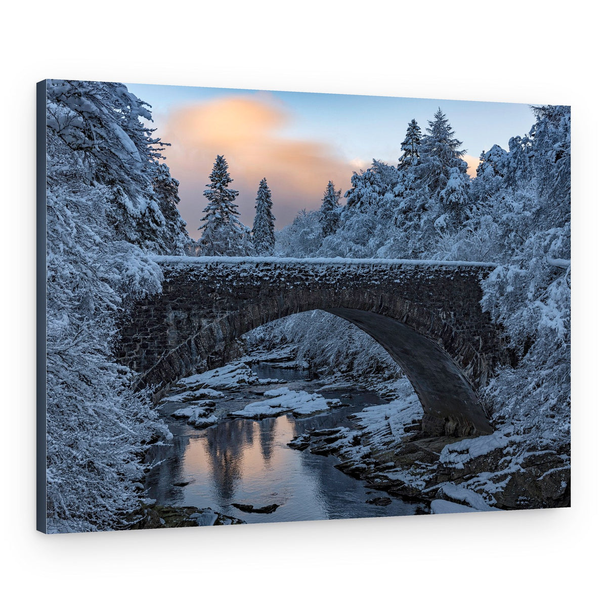 Winter Bridge Sunrise – Canvas Print