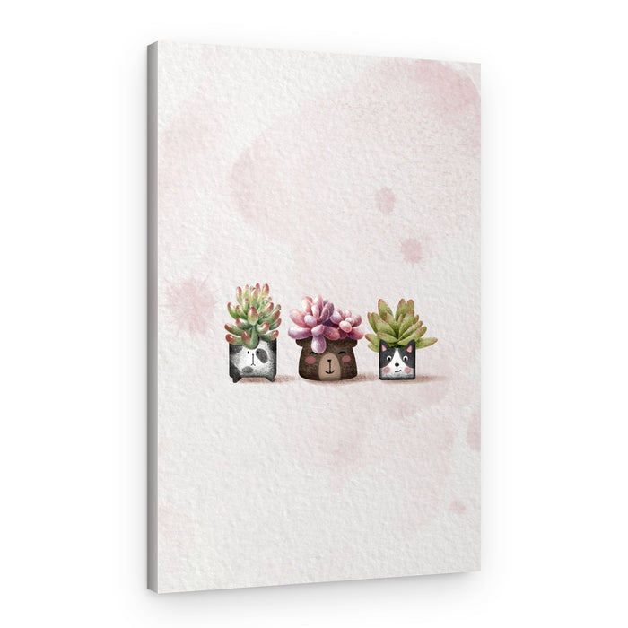Cute Animal Succulents – Canvas Print