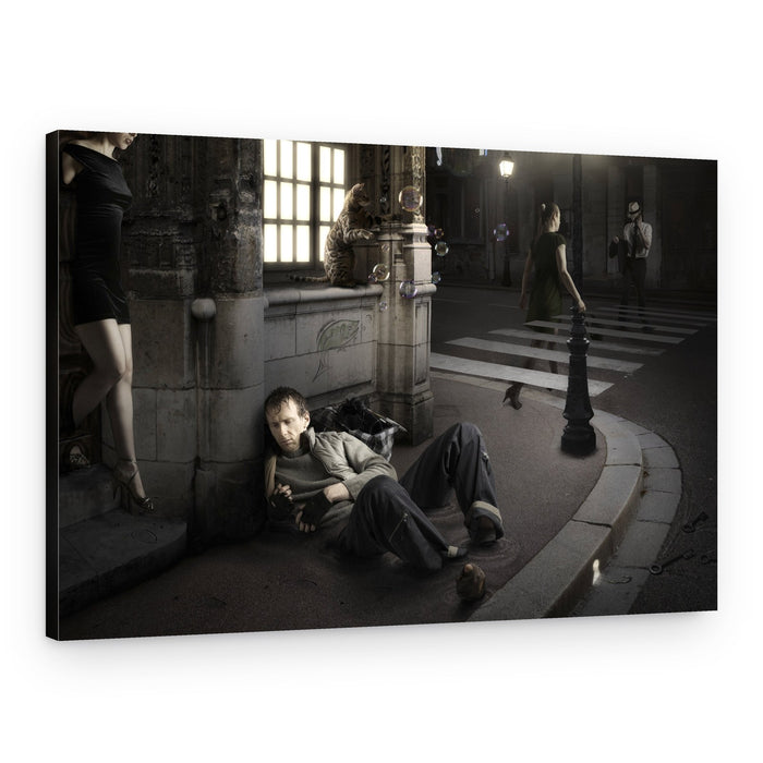 Urban Night Solitude – Canvas Print