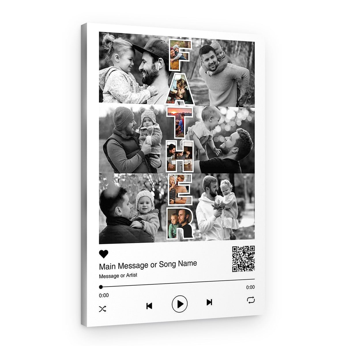 Father Art Message And Song With QR Code Custom Canvas Print – Canvas Print – Design B