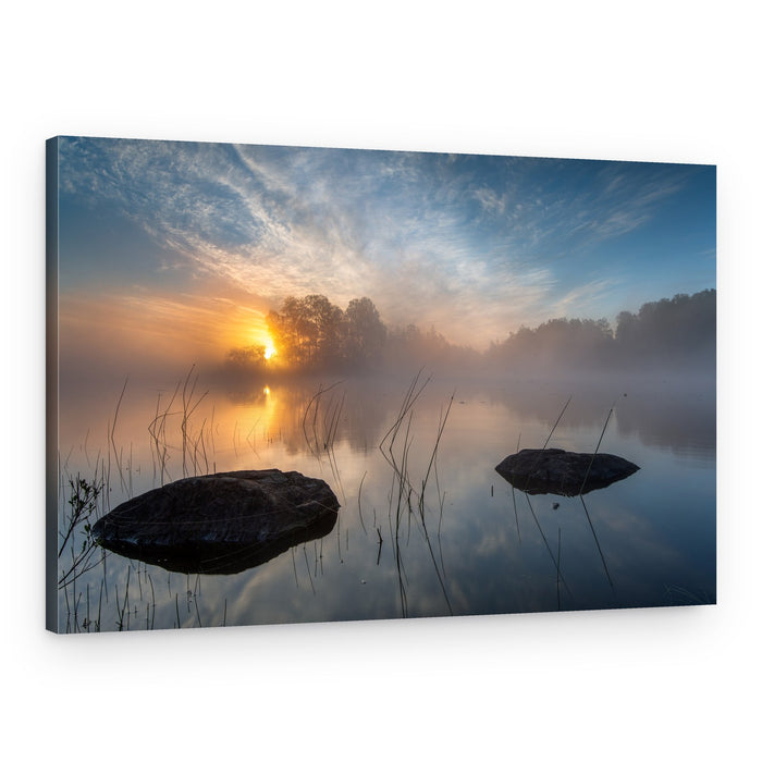 Misty Sunrise Lake – Canvas Print