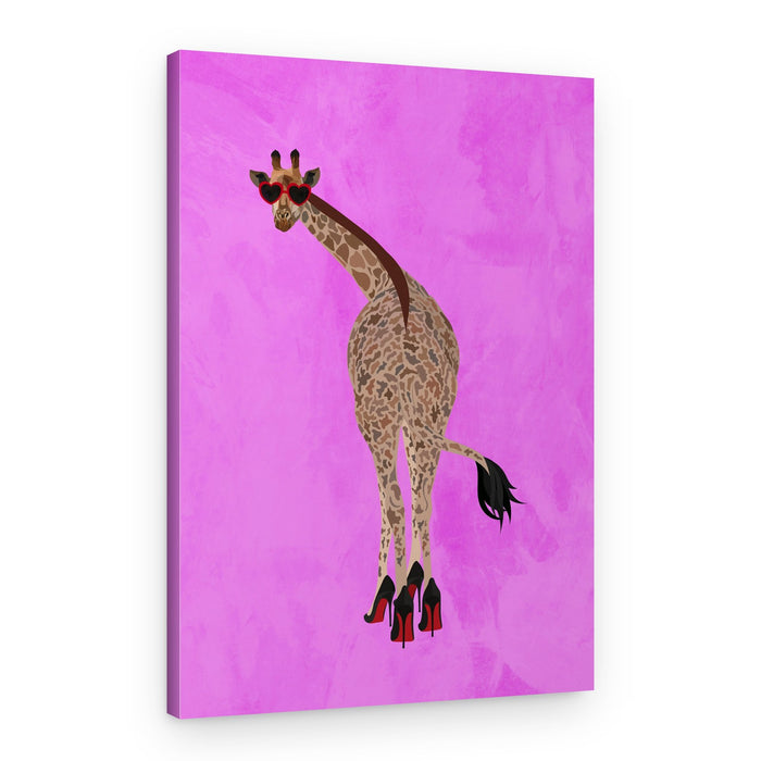 Sassy Giraffe in Heels – Canvas Print