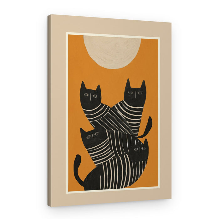 Stacked Black Cats – Canvas Print