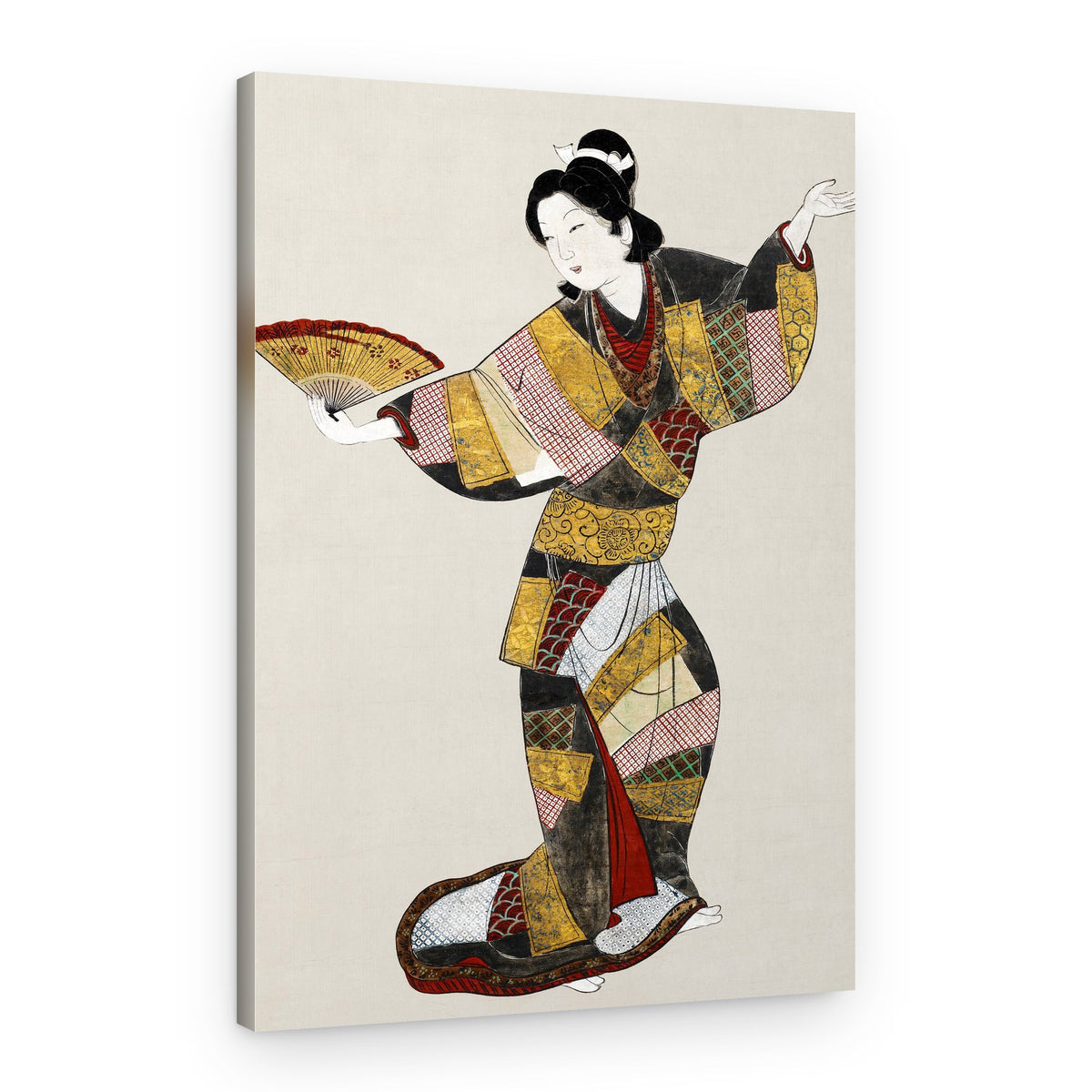 Japanese Female Dancer (17th Century) Vintage Painting – Canvas Print