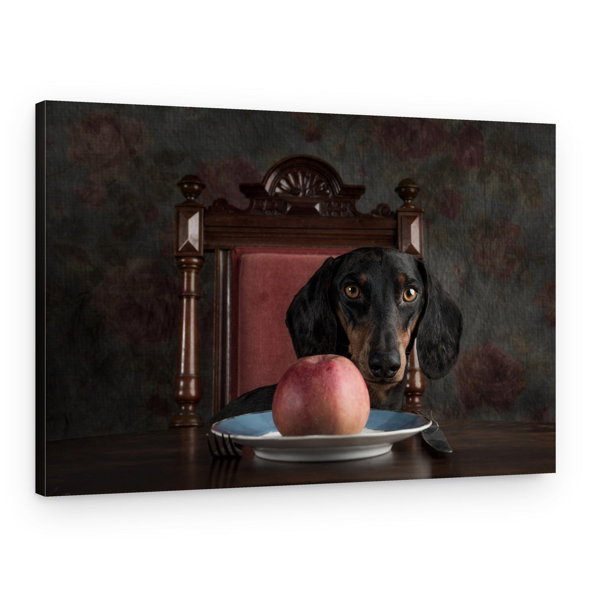 Whimsical Dachshund Dinner – Canvas Print