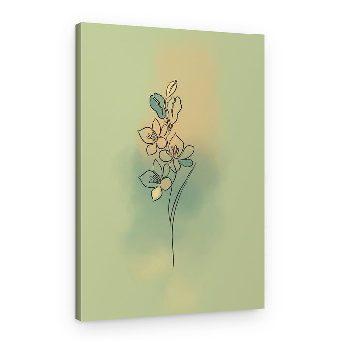 Delicate Line Art Flowers – Canvas Print