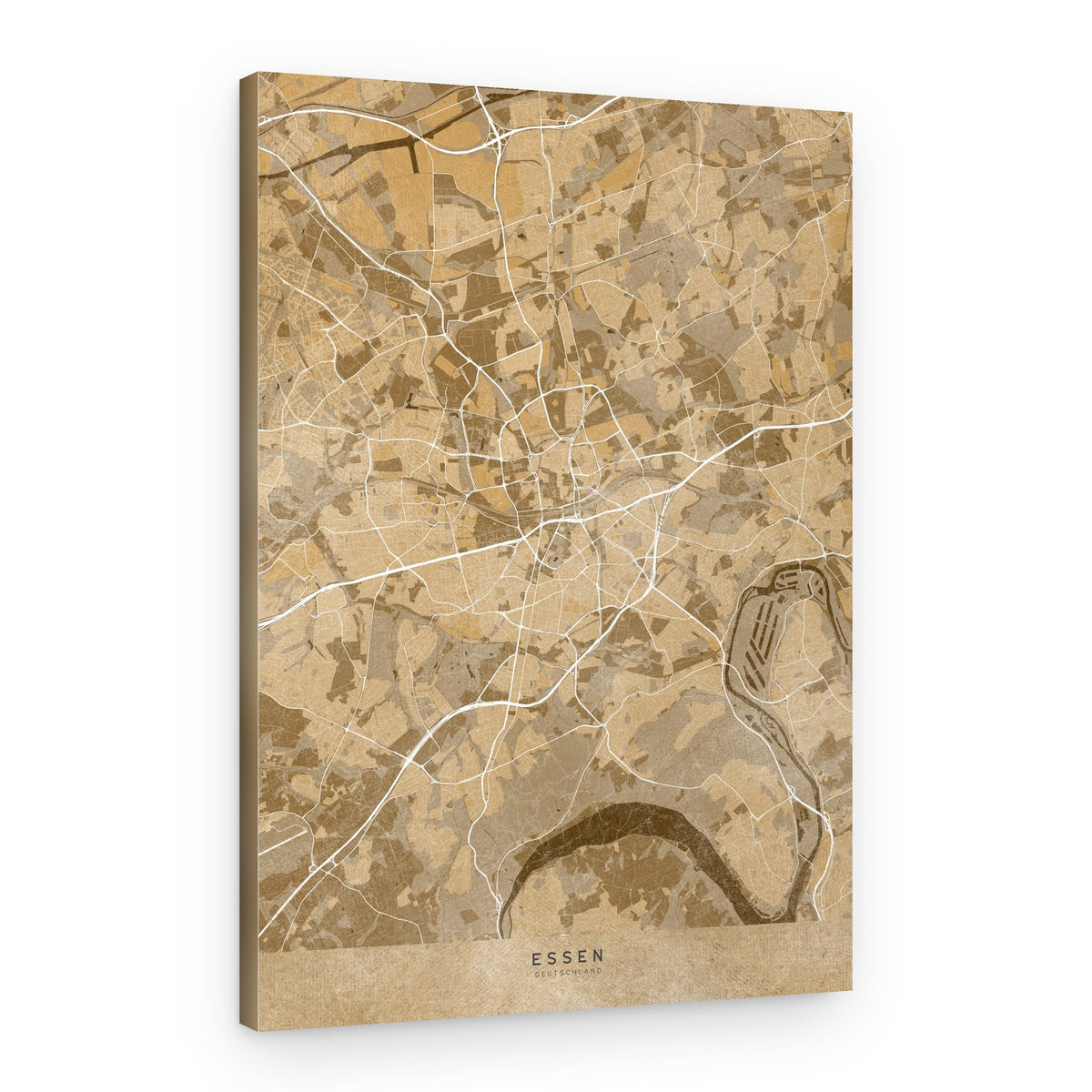 Golden Essen City Map – Canvas Print