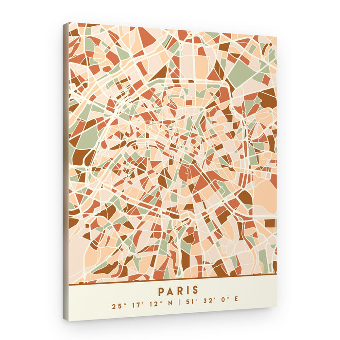 Paris Geometric City Map – Canvas Print
