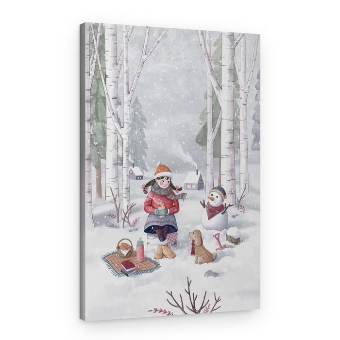 Winter Picnic Friends – Canvas Print