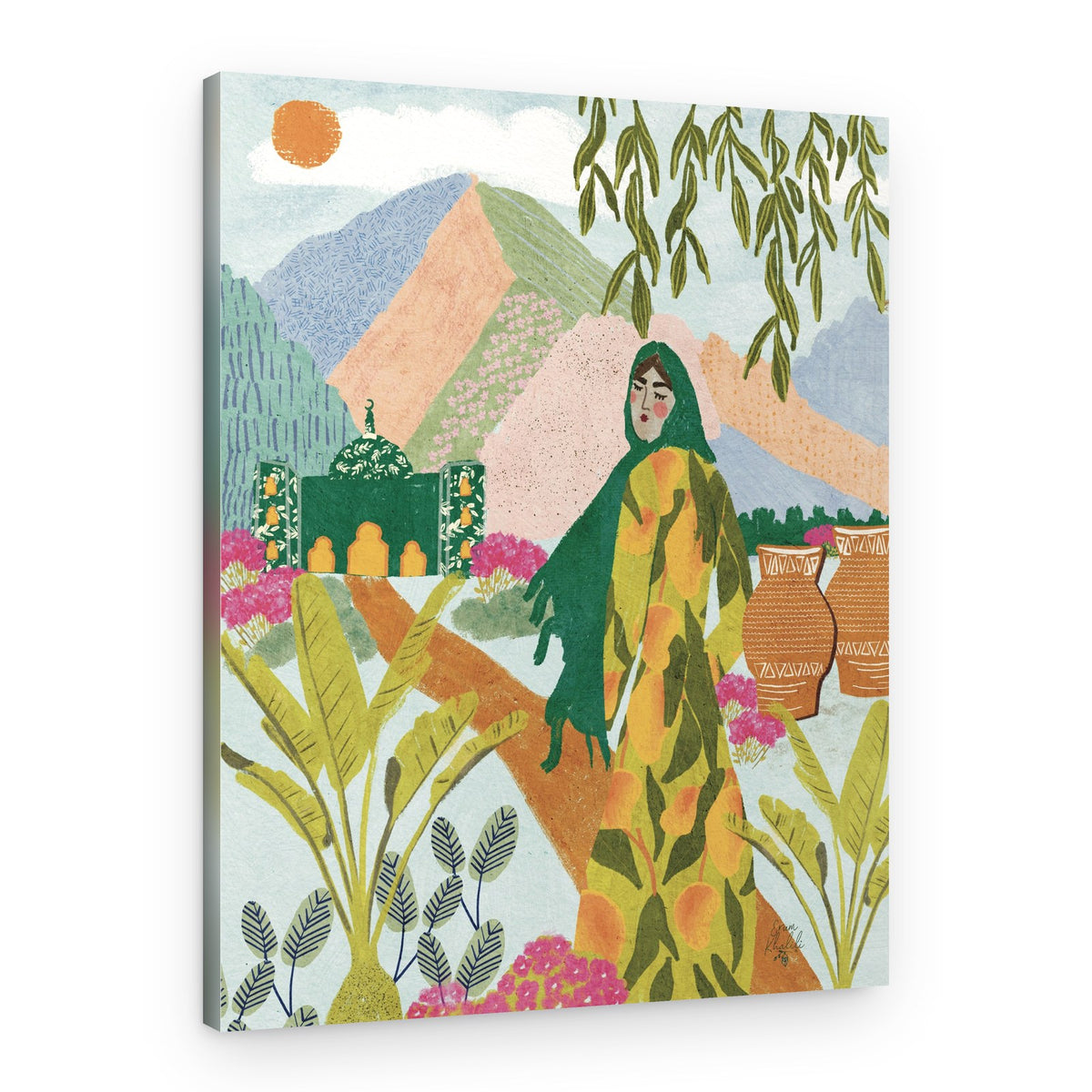 Woman in Desert Garden – Canvas Print