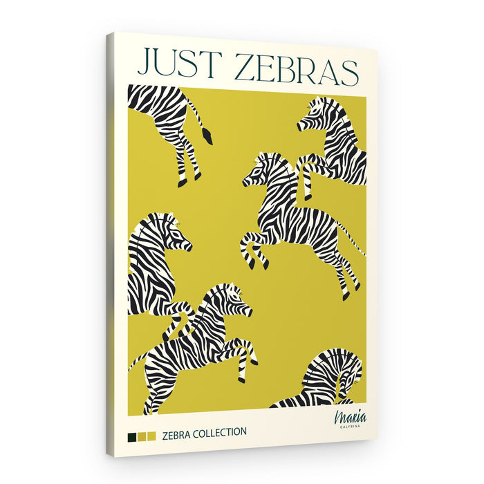 Prancing Zebras Green – Canvas Print