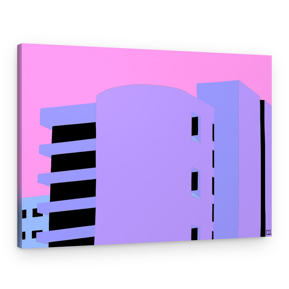 Vibrant Cityscape Pink Sky – Canvas Print