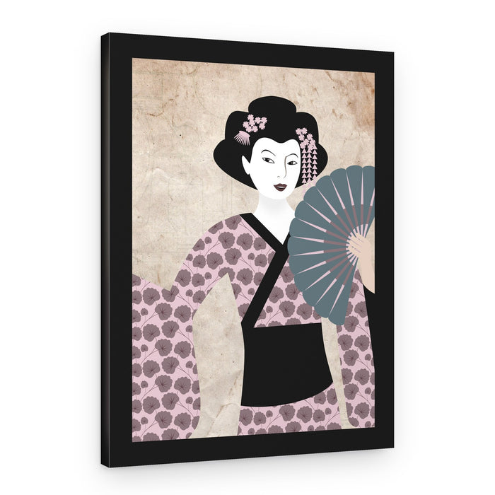 Elegant Geisha with Fan – Canvas Print