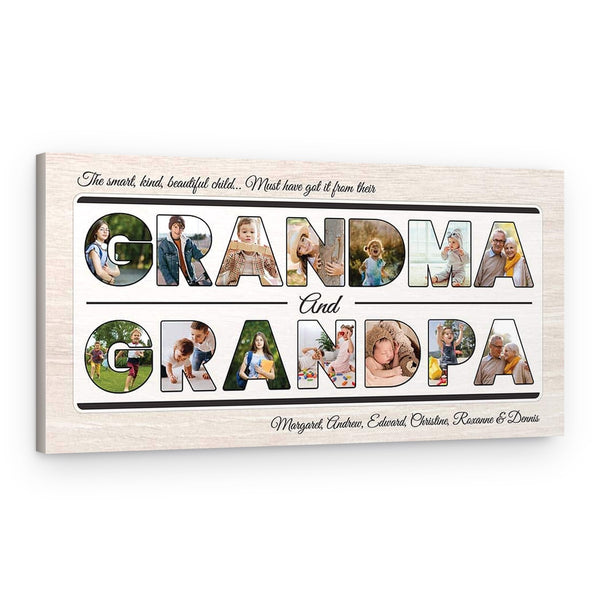 Grandparents Word Art Photo Collage Canvas Print