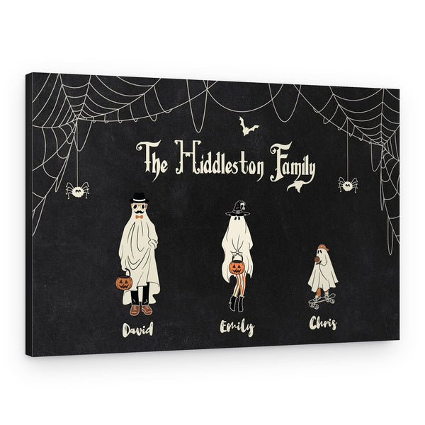 Personalized Halloween Ghost Family Landscape Canvas Print
