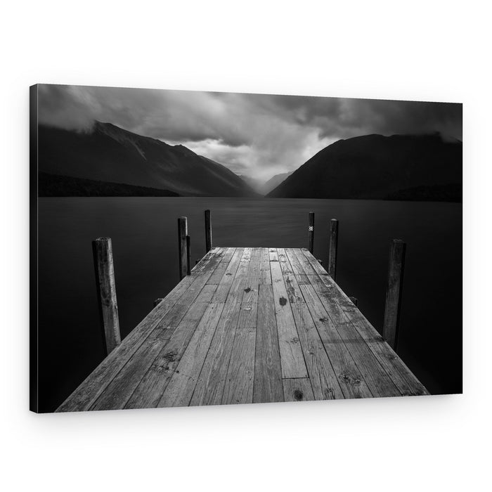 Dramatic Mountain Lake Pier – Canvas Print