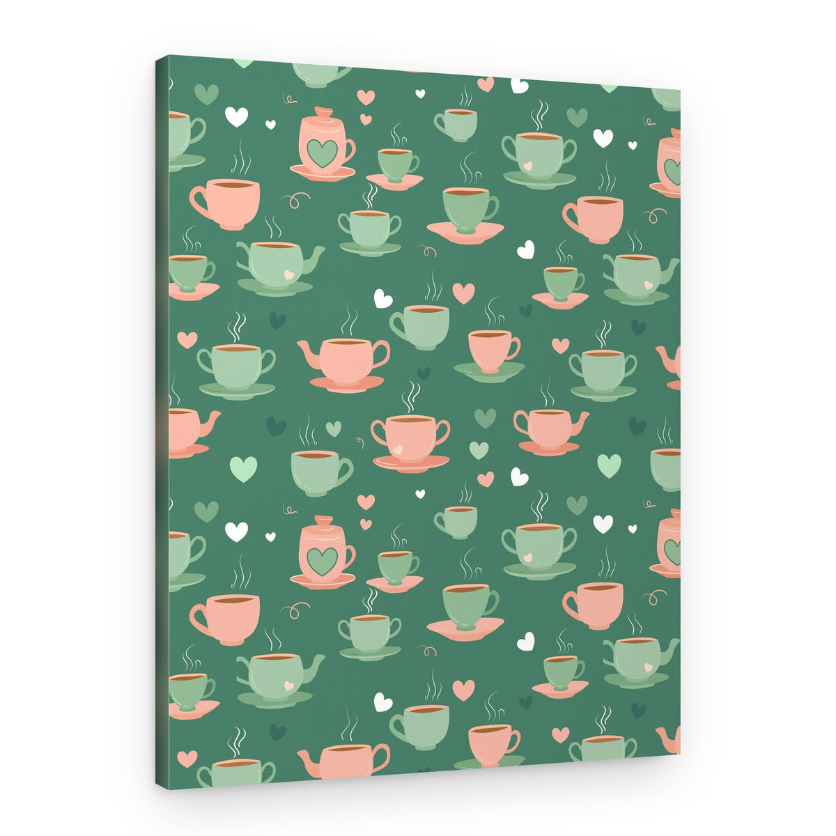Cozy Tea Time Pattern – Canvas Print