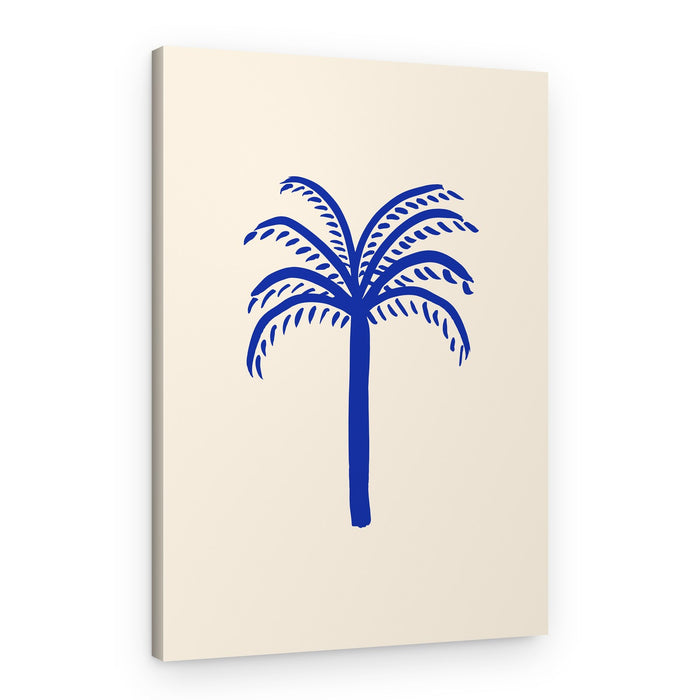 Minimalist Blue Palm Tree – Canvas Print