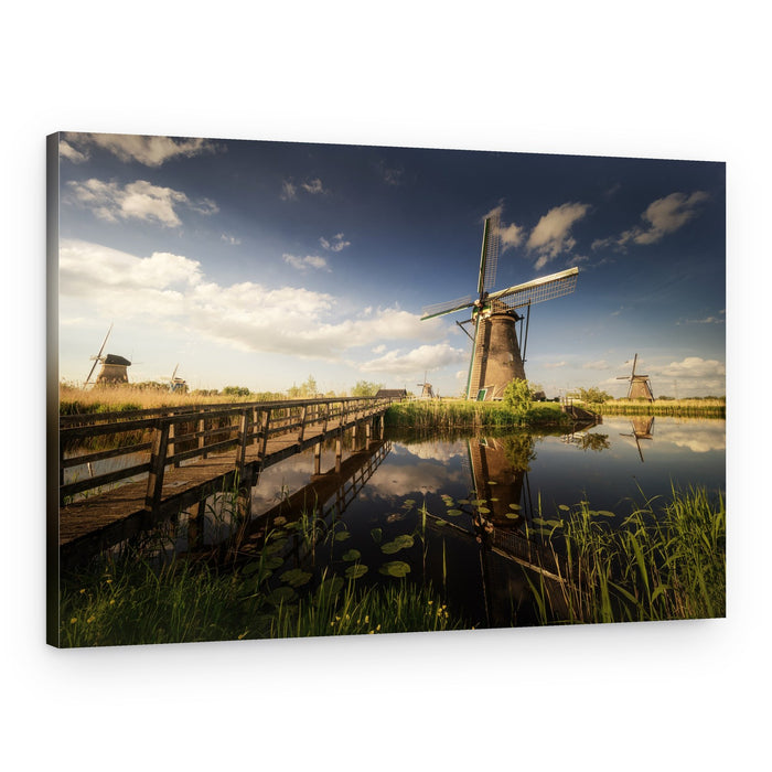 Dutch Windmills Reflection – Canvas Print