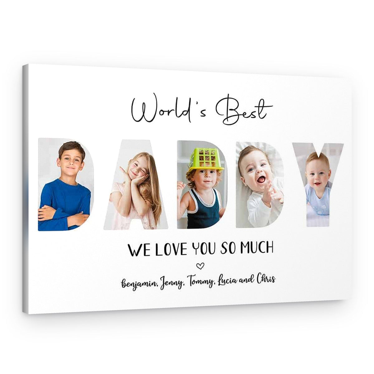 World’s Best Daddy Custom Photo Collage Canvas Print – Canvas Print – DADDY / Multiple Children