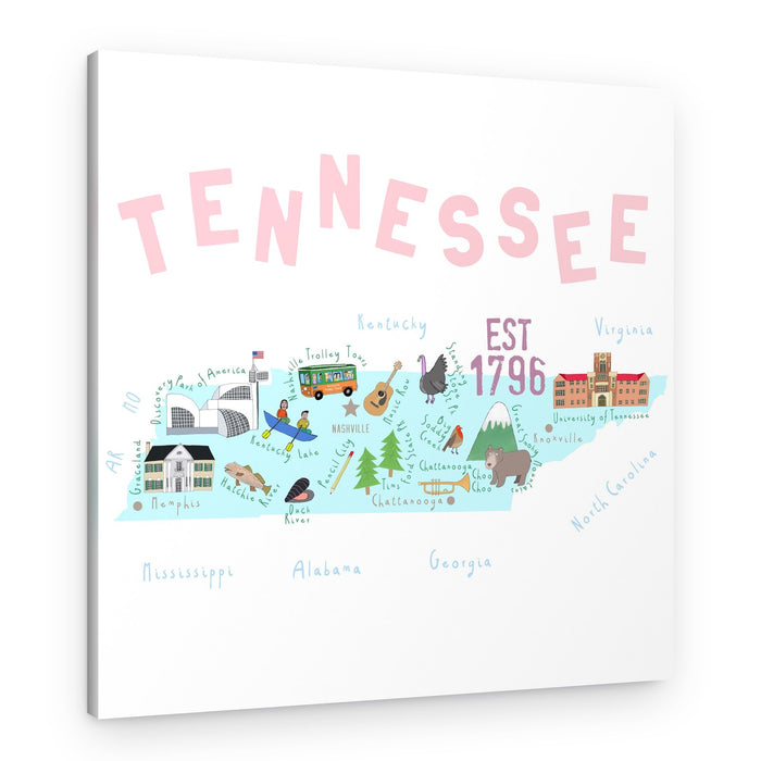 Illustrated Tennessee Map – Canvas Print