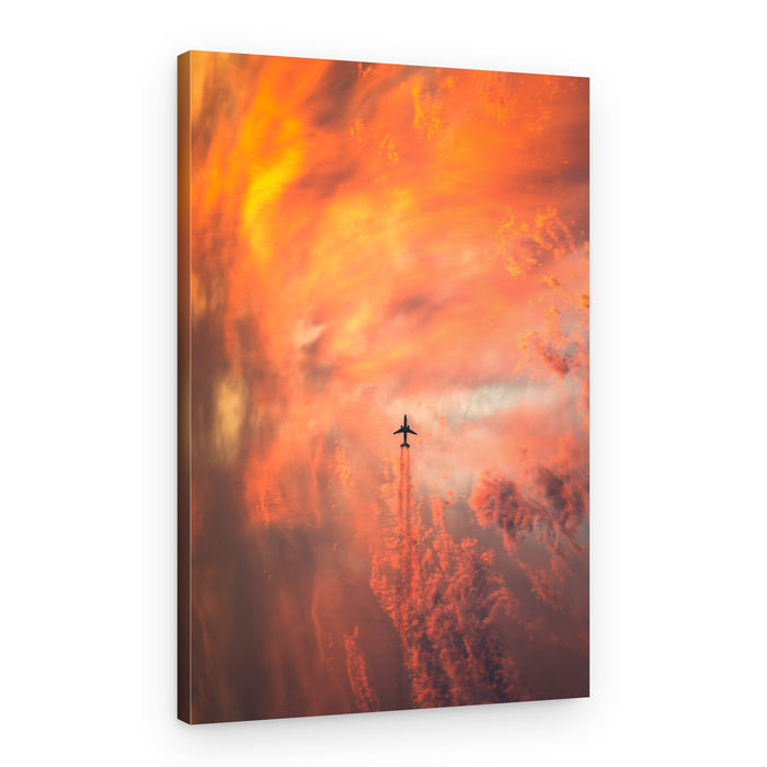 Fiery Sunset Flight – Canvas Print