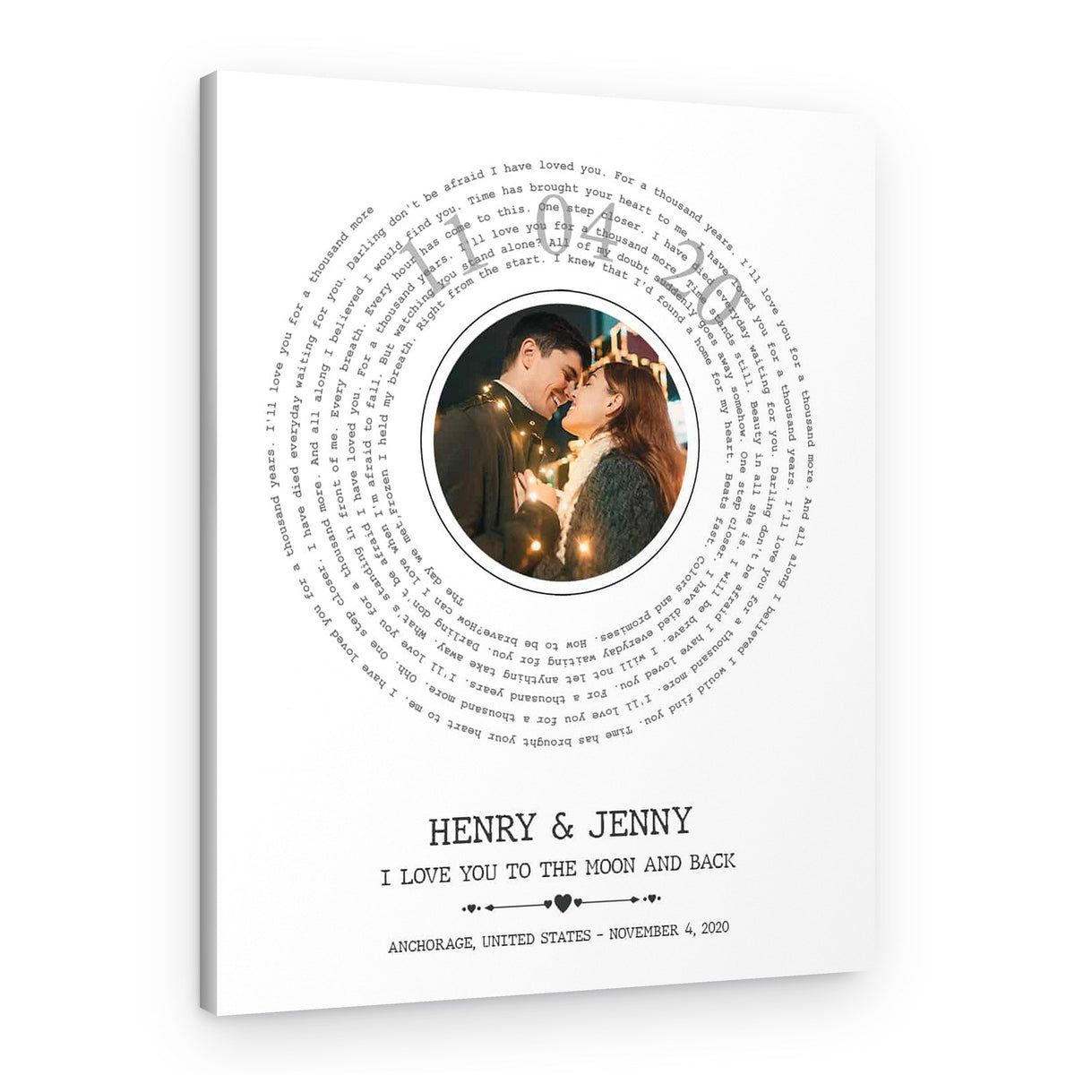 Custom Spiral Song Lyrics and Photo Canvas Print – Canvas Print