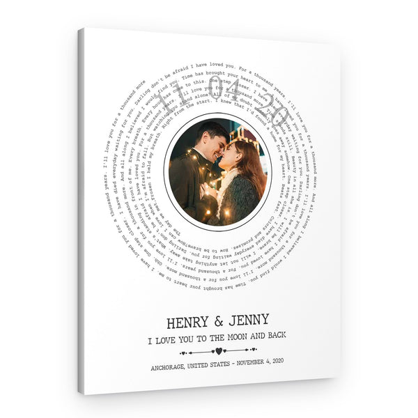 Custom Spiral Song Lyrics and Photo Canvas Print