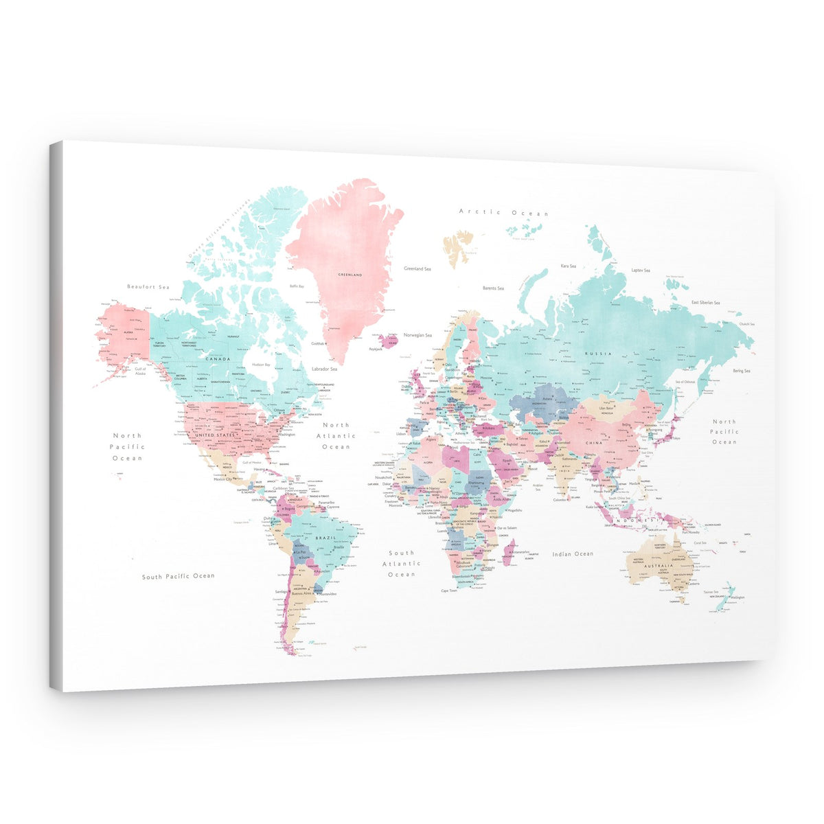 Soft Hue World Map – Canvas Print