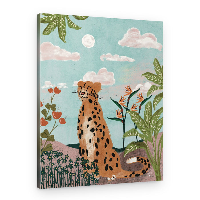 Peaceful Cheetah Under Moon – Canvas Print