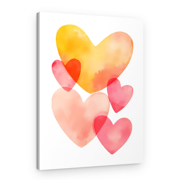 Sweet Watercolor Hearts – Canvas Print