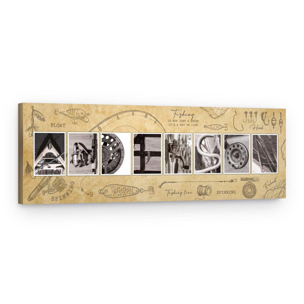 Vintage Fishing Name Art Custom Canvas Print – Canvas Print