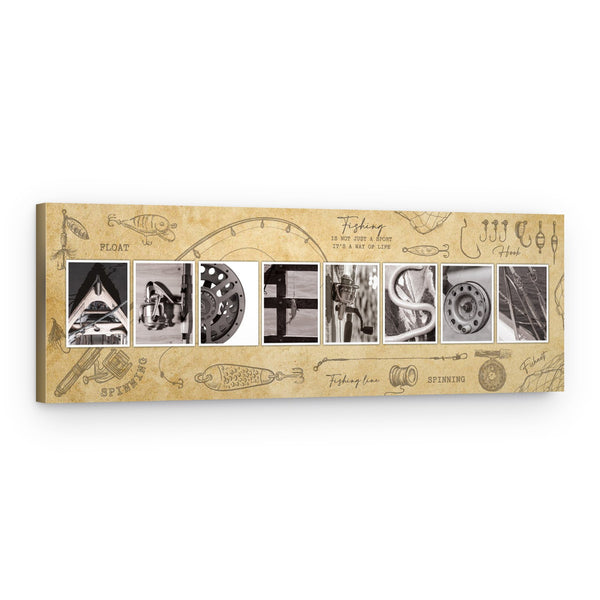 Vintage Fishing Name Art Custom Canvas Print
