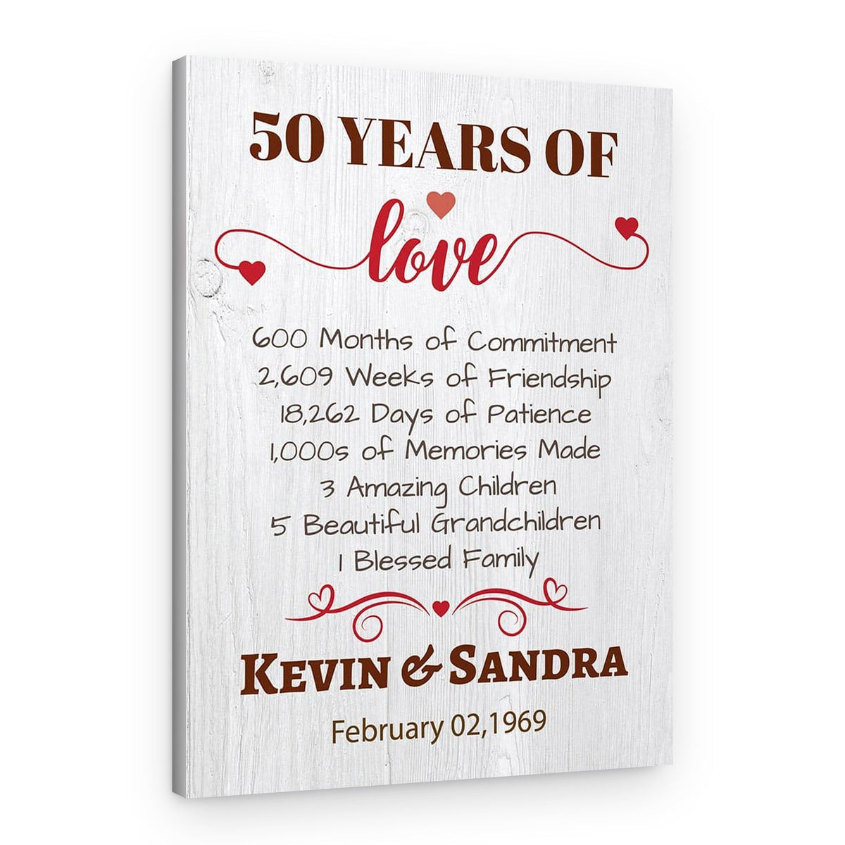50 Years of Love – 50th Anniversary Canvas Print – Canvas Print
