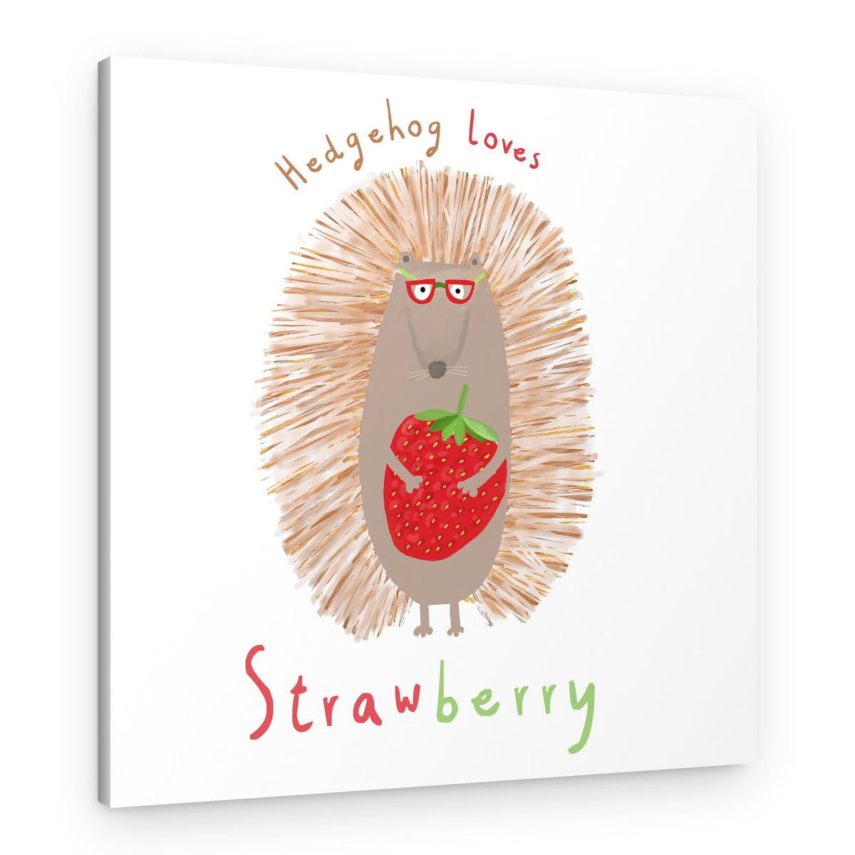 Hedgehog Loves Strawberry – Canvas Print