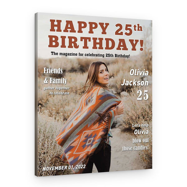 Personalized Birthday Magazine Cover Photo Canvas Print