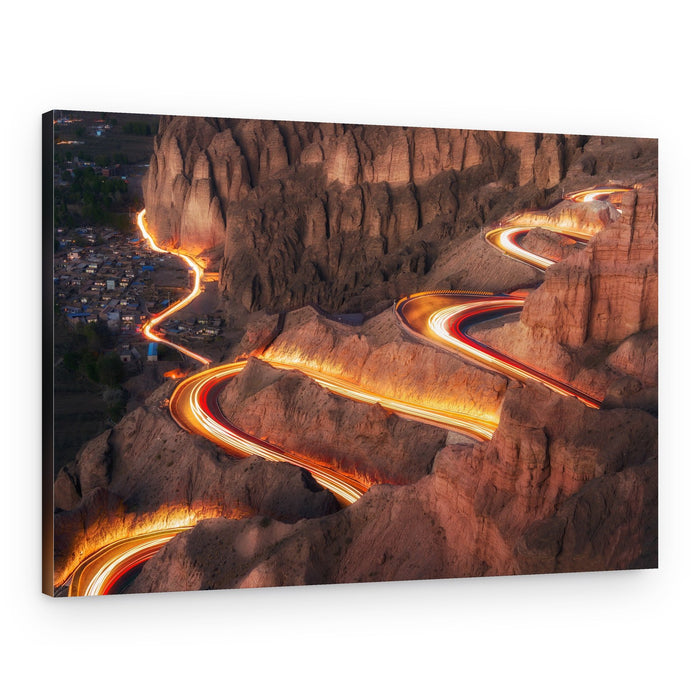 Winding Mountain Light Trails – Canvas Print