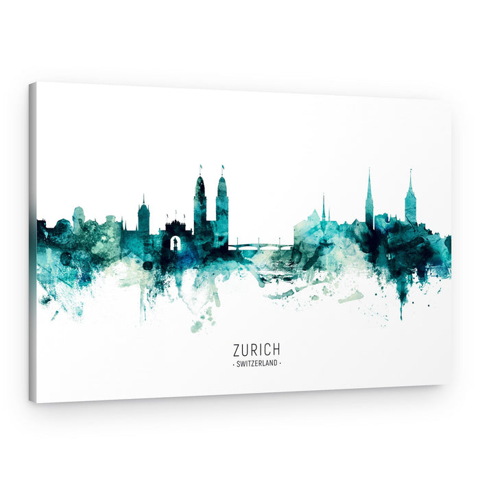 Teal Zurich Skyline – Canvas Print
