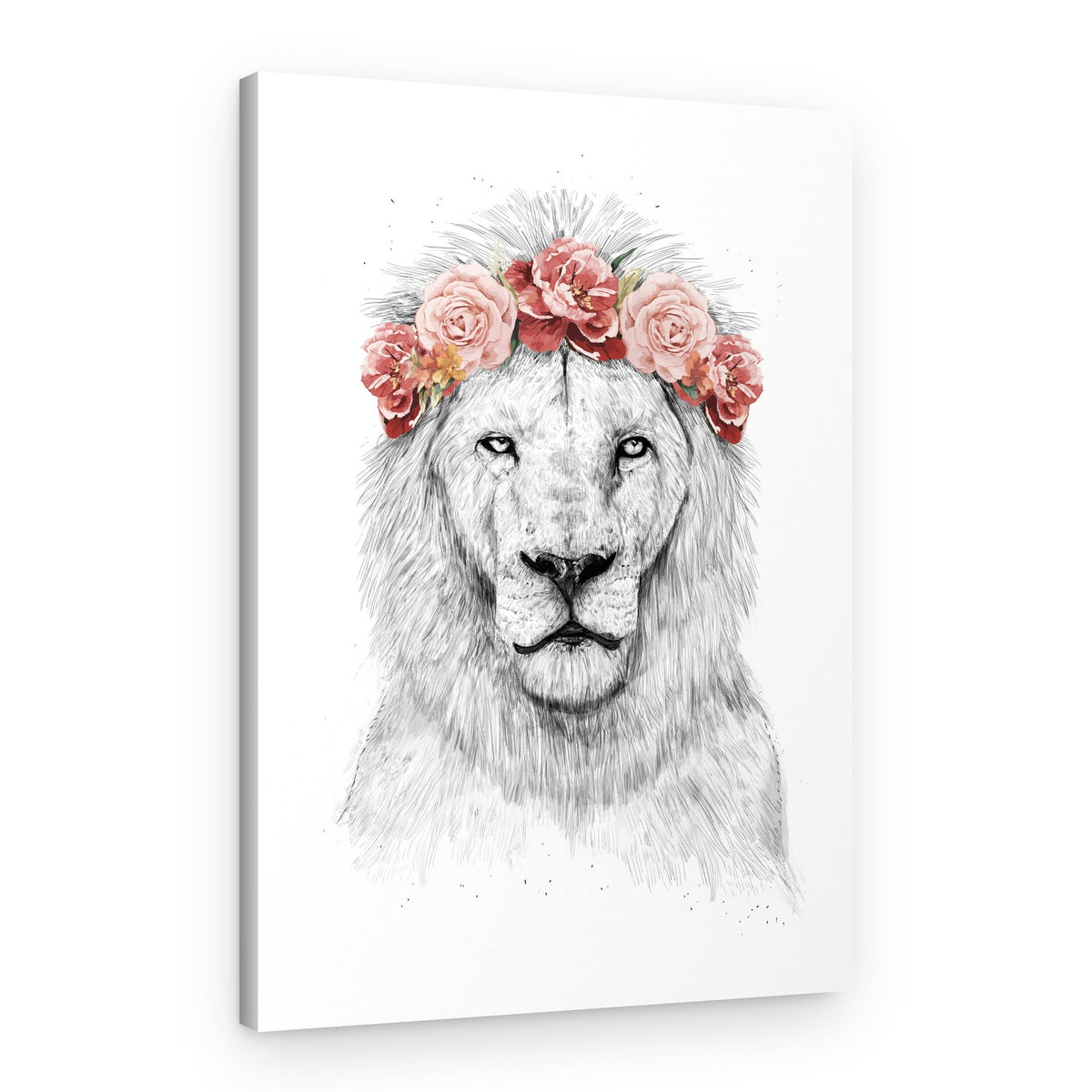 Regal Lion Floral Crown – Canvas Print