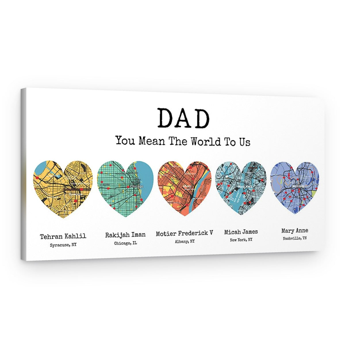 You Mean The World To Us Custom Map Canvas Print – Canvas Print – 5 Maps